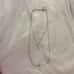 Line double layered sliver necklace
